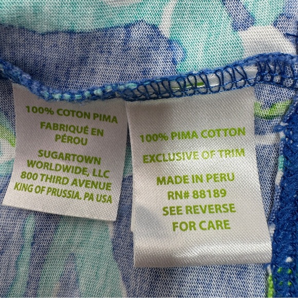 Lilly‎ Pulitzer Palmira T Shirt Dress Pima Cotton Blue Crush Bamboo XS - Picture 10 of 12